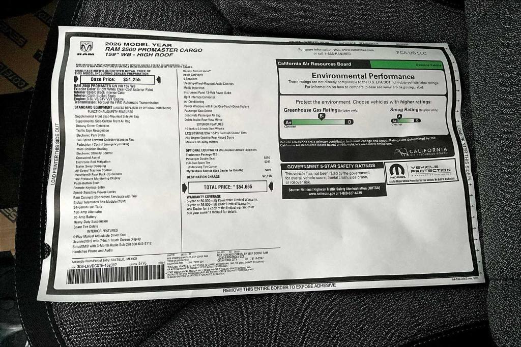 new 2026 Ram ProMaster 2500 car, priced at $48,052