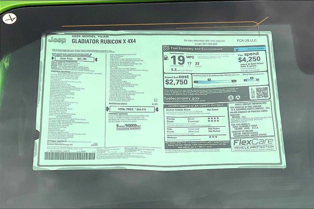 new 2025 Jeep Gladiator car, priced at $51,345