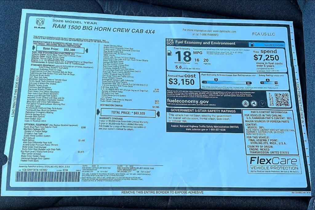 new 2026 Ram 1500 car, priced at $52,520