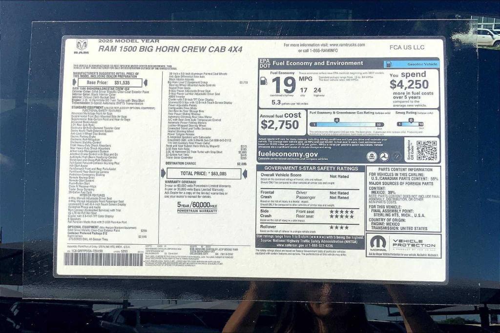 new 2025 Ram 1500 car, priced at $52,363