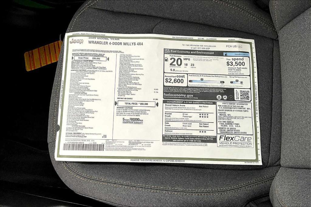 new 2025 Jeep Wrangler car, priced at $45,380