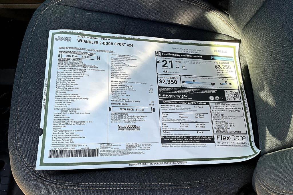 new 2026 Jeep Wrangler car, priced at $35,265