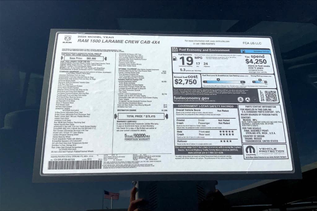 new 2025 Ram 1500 car, priced at $59,215