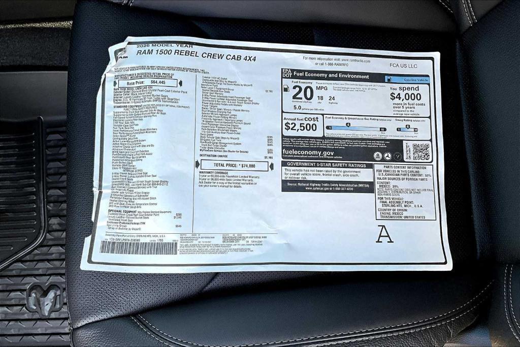 new 2026 Ram 1500 car, priced at $62,089