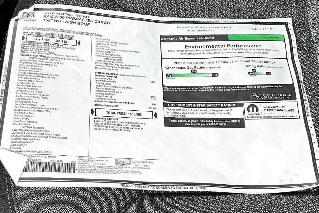 new 2026 Ram ProMaster 2500 car, priced at $48,063