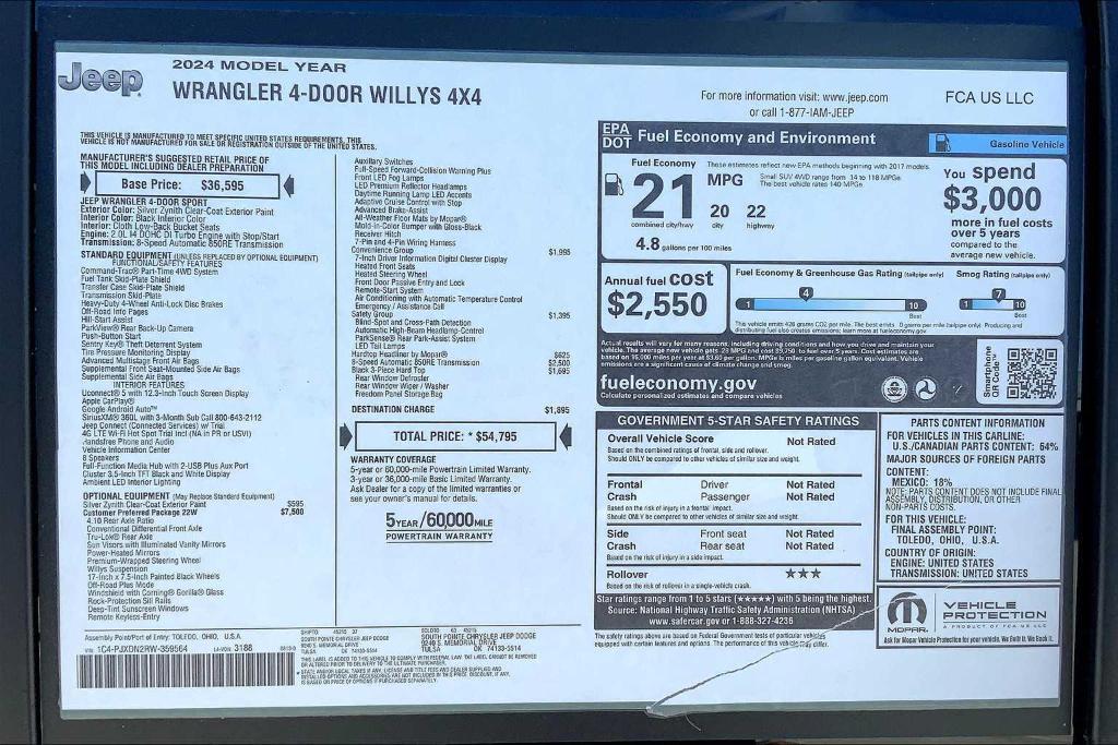 new 2024 Jeep Wrangler car, priced at $44,294