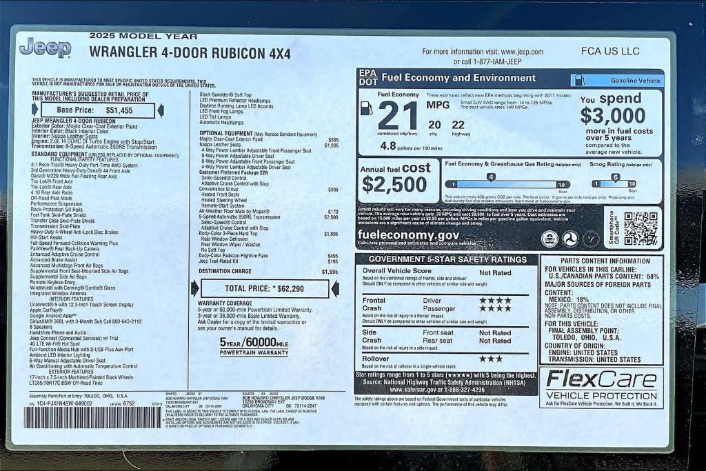 new 2025 Jeep Wrangler car, priced at $49,033