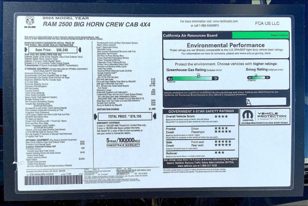 new 2024 Ram 2500 car, priced at $60,154