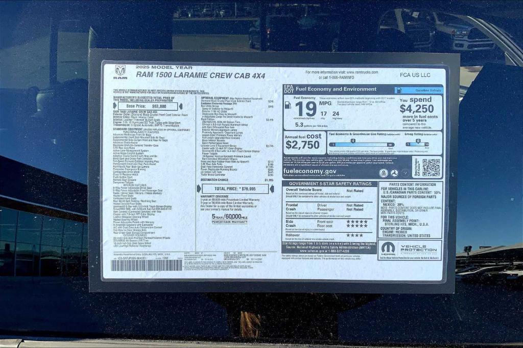 new 2025 Ram 1500 car, priced at $60,994