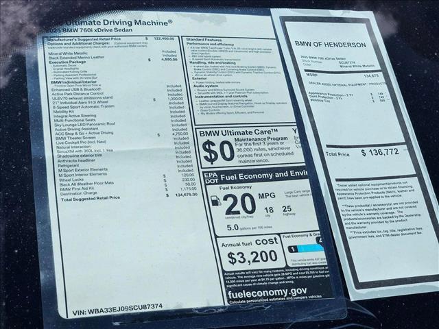 new 2025 BMW 760 car, priced at $134,675