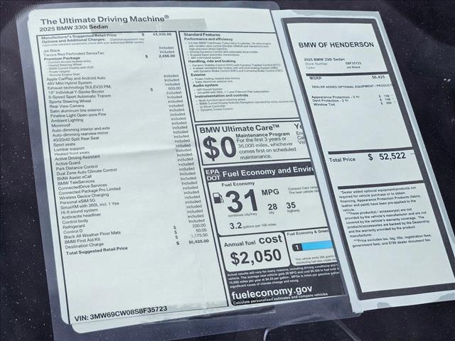 new 2025 BMW 330 car, priced at $50,425