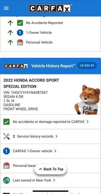used 2022 Honda Accord car, priced at $26,500