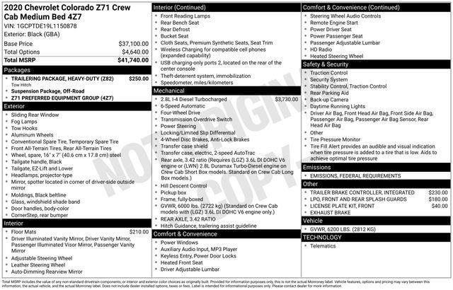 used 2020 Chevrolet Colorado car, priced at $32,271