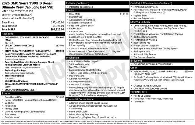 new 2026 GMC Sierra 3500 car, priced at $100,228