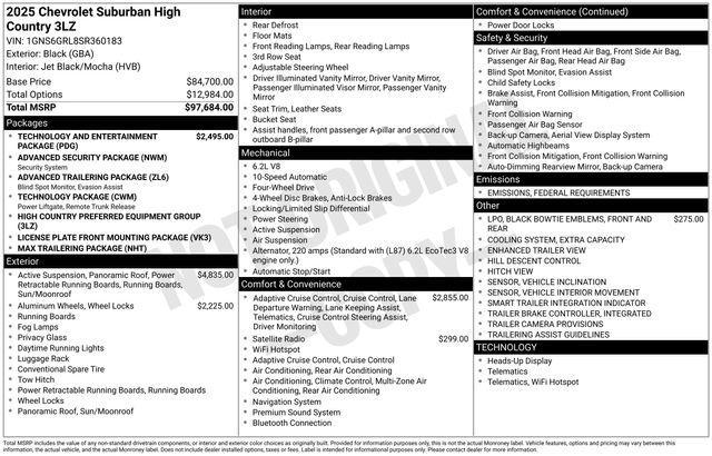 new 2025 Chevrolet Suburban car, priced at $93,754