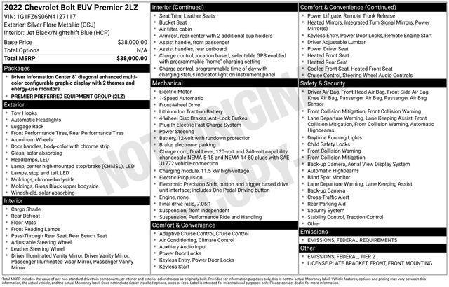 used 2022 Chevrolet Bolt EUV car, priced at $21,906
