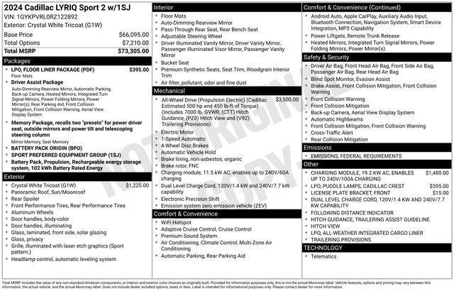 used 2024 Cadillac LYRIQ car, priced at $45,610
