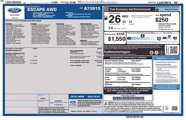 used 2020 Ford Escape car, priced at $21,247