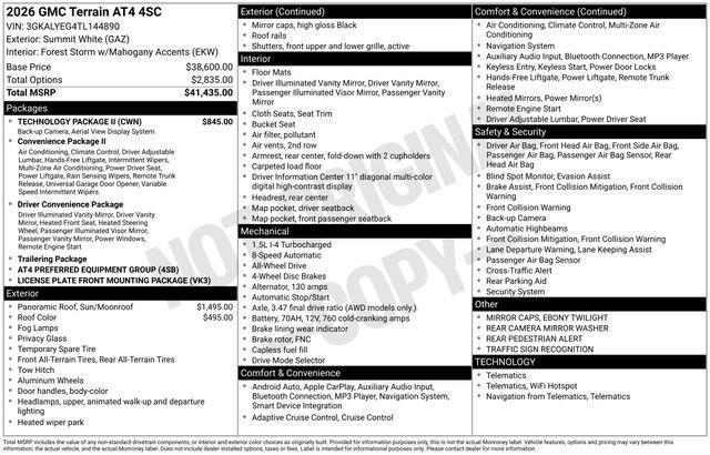 new 2026 GMC Terrain car, priced at $42,830