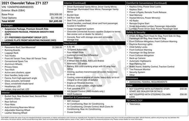 used 2021 Chevrolet Tahoe car, priced at $45,998