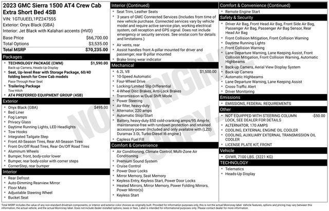 used 2023 GMC Sierra 1500 car, priced at $54,987