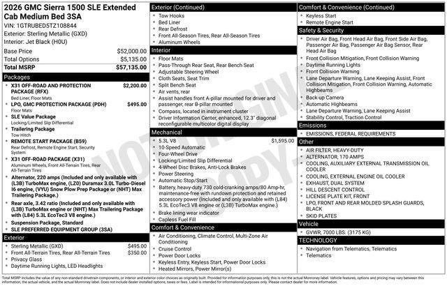 new 2026 GMC Sierra 1500 car, priced at $57,765