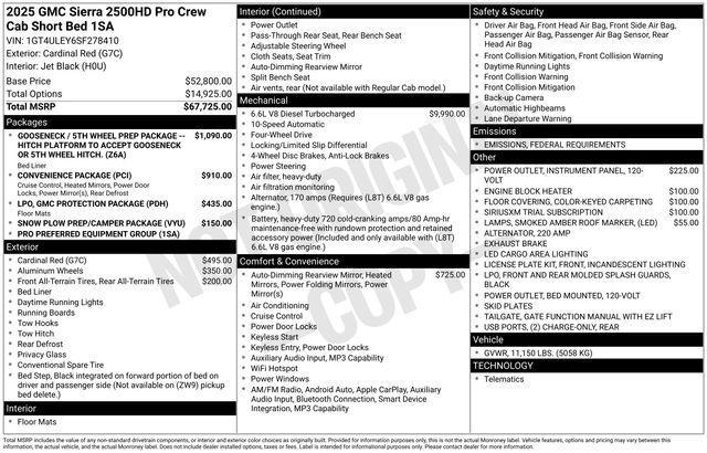 new 2025 GMC Sierra 2500 car, priced at $63,521