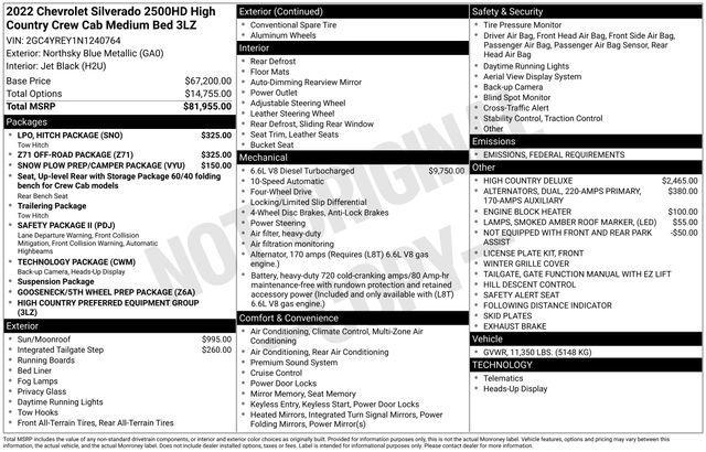 used 2022 Chevrolet Silverado 2500 car, priced at $59,715