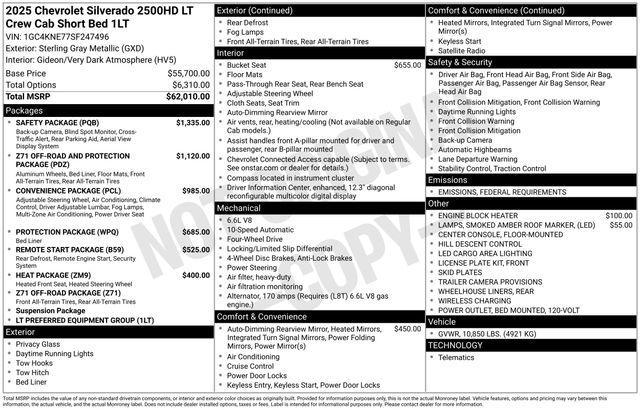 new 2025 Chevrolet Silverado 2500 car, priced at $59,340