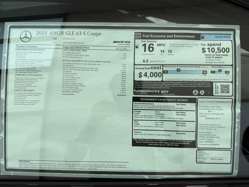 new 2025 Mercedes-Benz AMG GLE 63 car, priced at $144,690