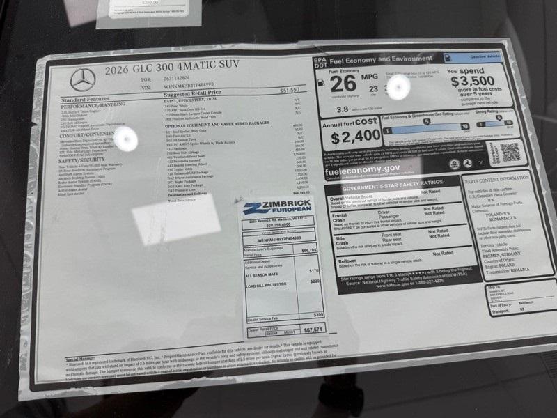 new 2026 Mercedes-Benz GLC 300 car, priced at $66,785