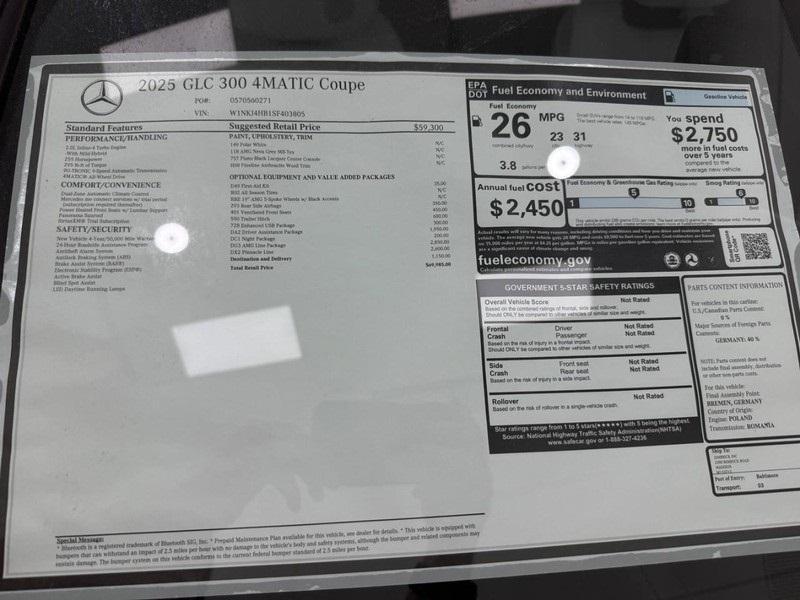 new 2025 Mercedes-Benz GLC 300 car, priced at $69,985