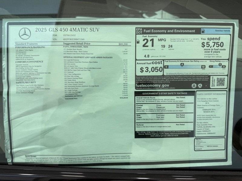 new 2025 Mercedes-Benz GLS 450 car, priced at $103,205