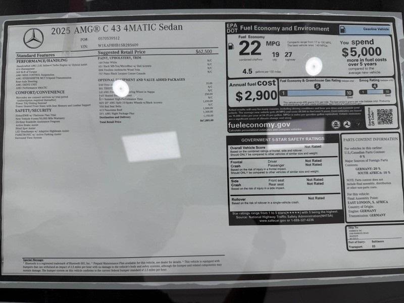 new 2025 Mercedes-Benz AMG C 43 car, priced at $67,885