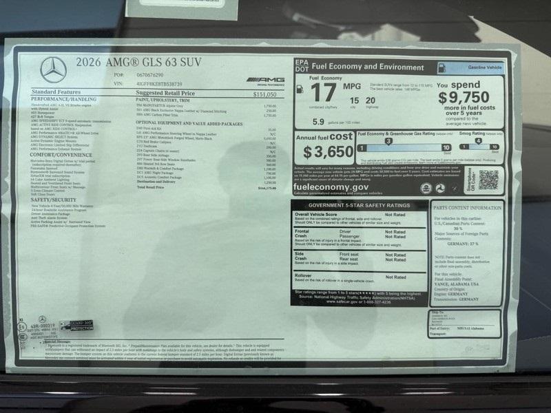 new 2026 Mercedes-Benz AMG GLS 63 car, priced at $166,175