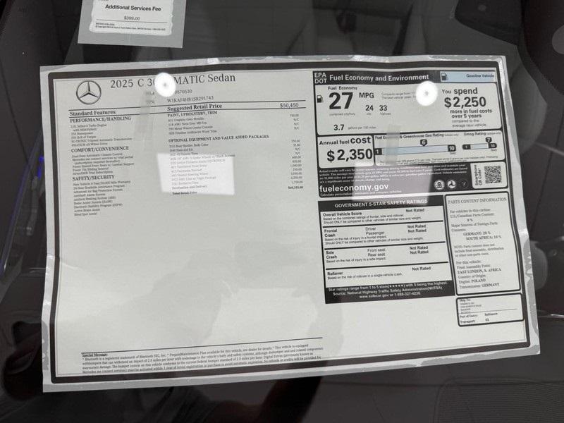 new 2025 Mercedes-Benz C-Class car, priced at $60,335