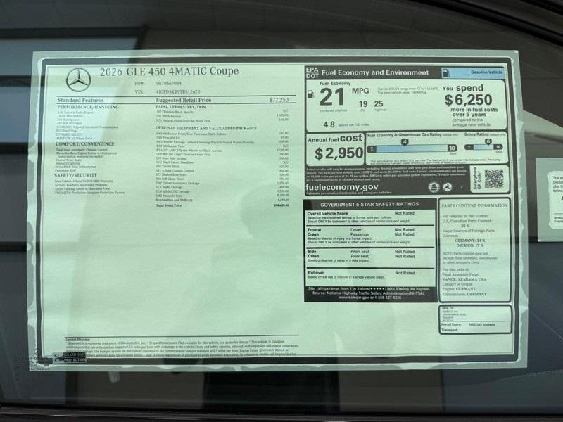 new 2026 Mercedes-Benz GLE 450 car, priced at $94,620
