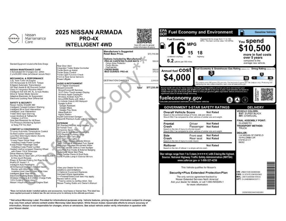 new 2025 Nissan Armada car, priced at $70,131