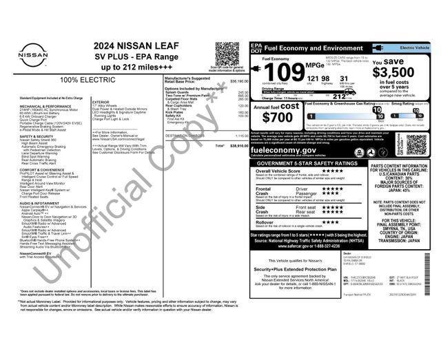 new 2024 Nissan Leaf car, priced at $28,910