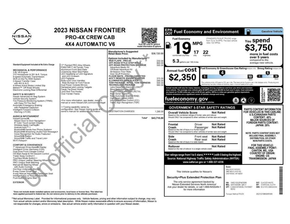 used 2023 Nissan Frontier car, priced at $35,999