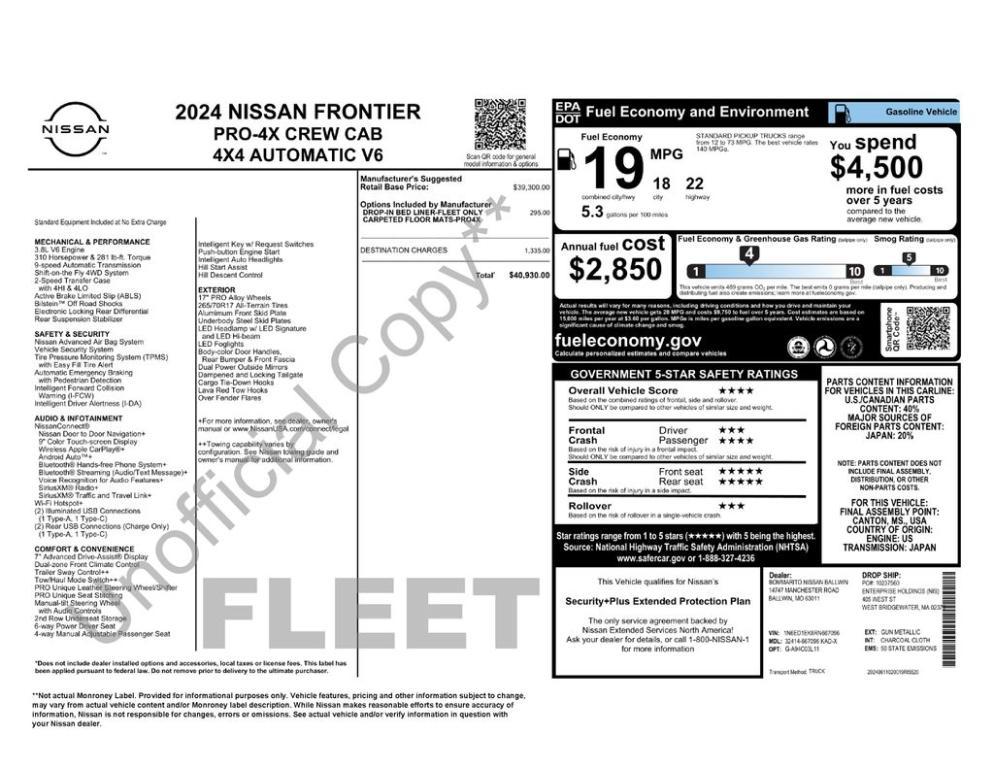 used 2024 Nissan Frontier car, priced at $37,499