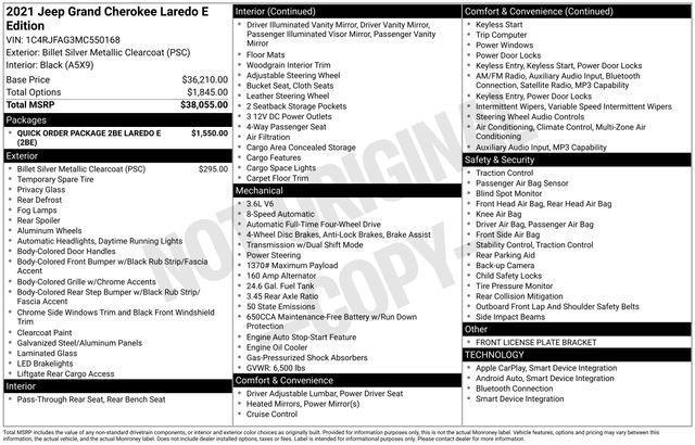 used 2021 Jeep Grand Cherokee car, priced at $23,499