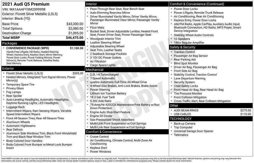 used 2021 Audi Q5 car, priced at $24,999