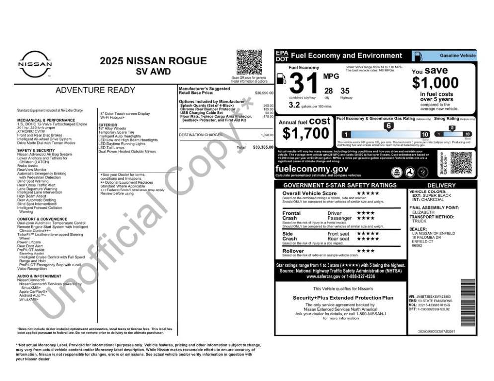 new 2025 Nissan Rogue car, priced at $33,385