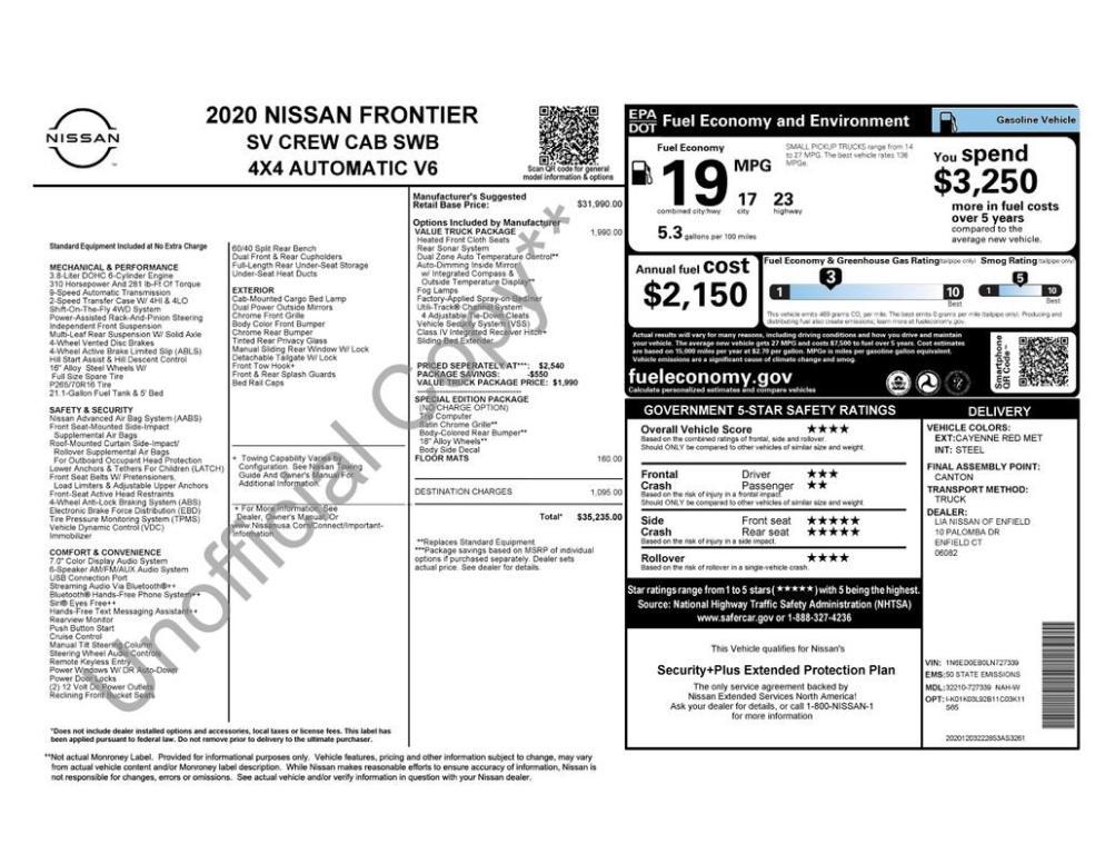 used 2020 Nissan Frontier car, priced at $23,999