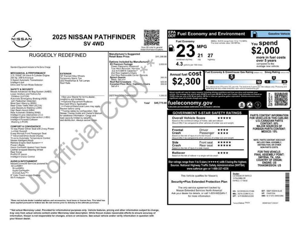 new 2025 Nissan Pathfinder car, priced at $42,647