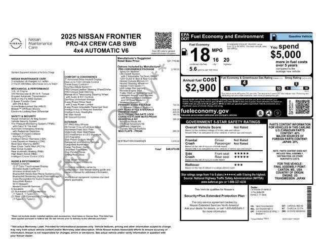 new 2025 Nissan Frontier car, priced at $48,470