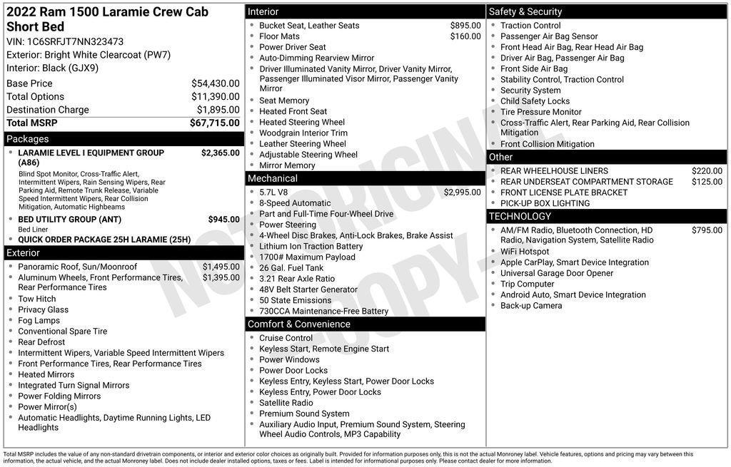 used 2022 Ram 1500 car, priced at $42,499