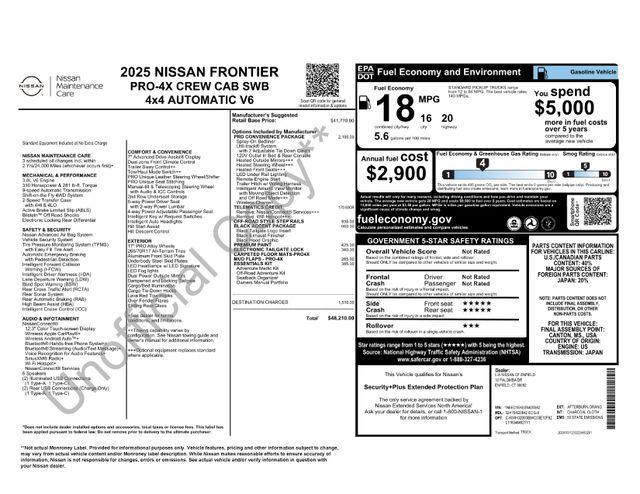 new 2025 Nissan Frontier car, priced at $48,210
