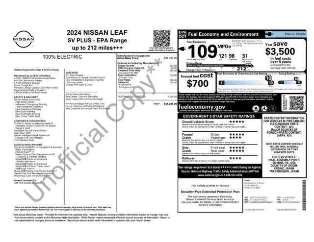 new 2024 Nissan Leaf car, priced at $28,285